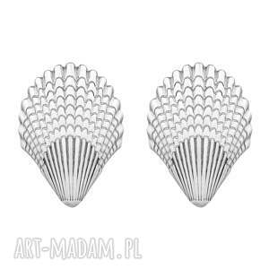 srebrne kolczyki muszle - okazałe, duże, muszelki, sztyfty