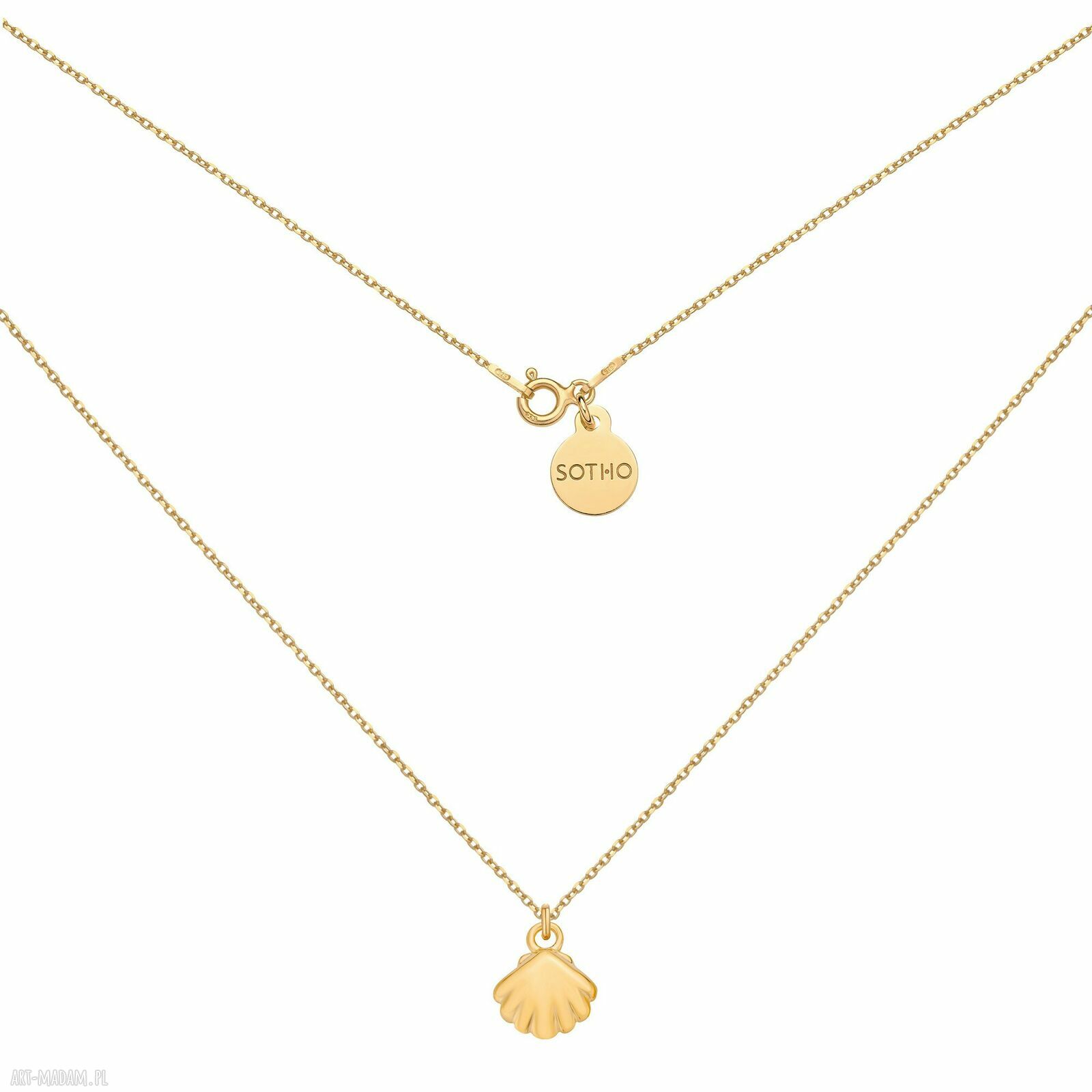 Złoty naszyjnik muszelką muszla zawieszka pozłacany