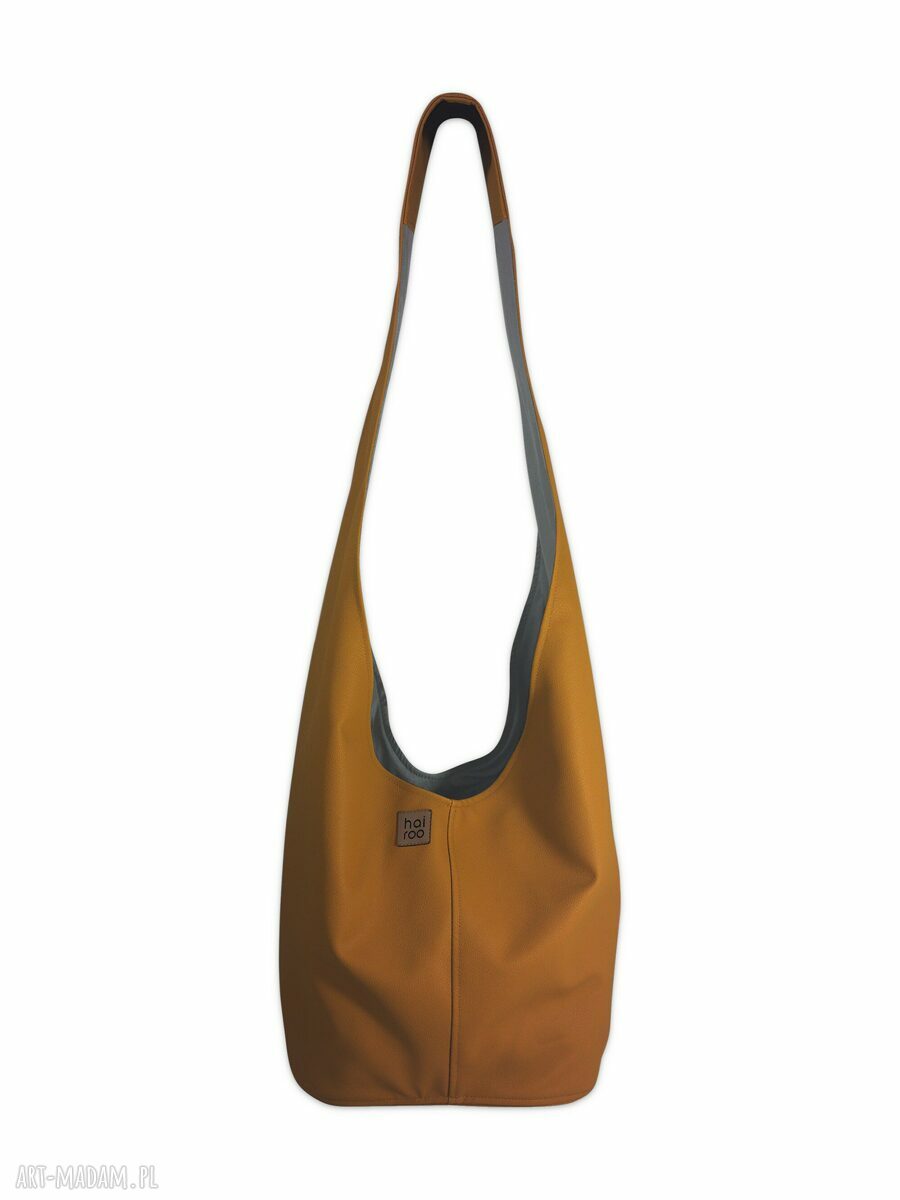 Musztardowa torba hobo boho w stylu hippie - vegan na ramię