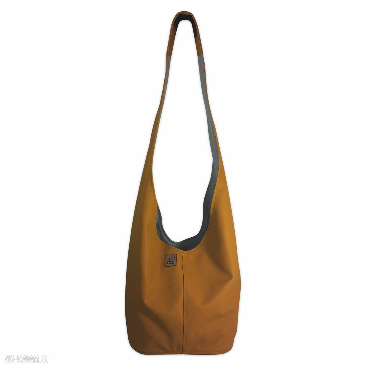 Musztardowa torba hobo w stylu boho (Long Boogi Bag) - vegan na ramię