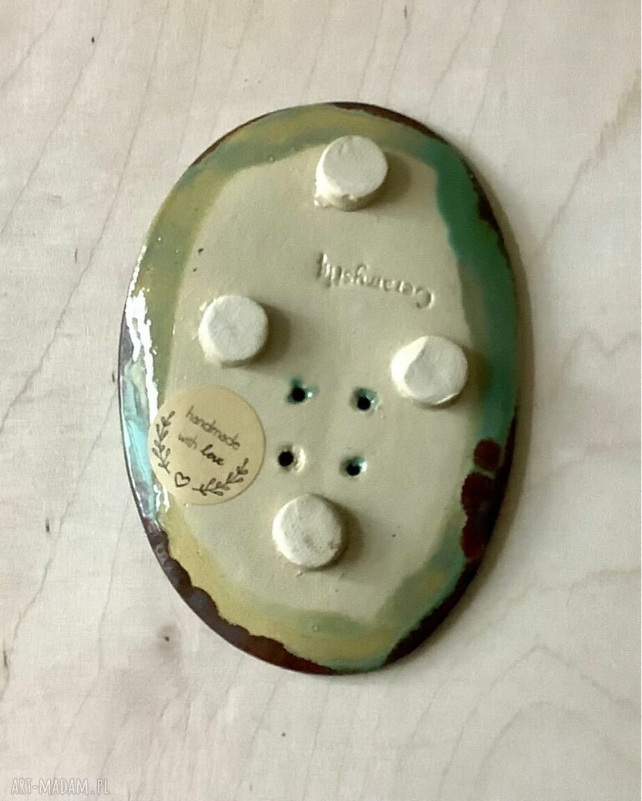 Mydelniczka ceramiczna Barwinek do mydła - owalna, zielono-turkusowa