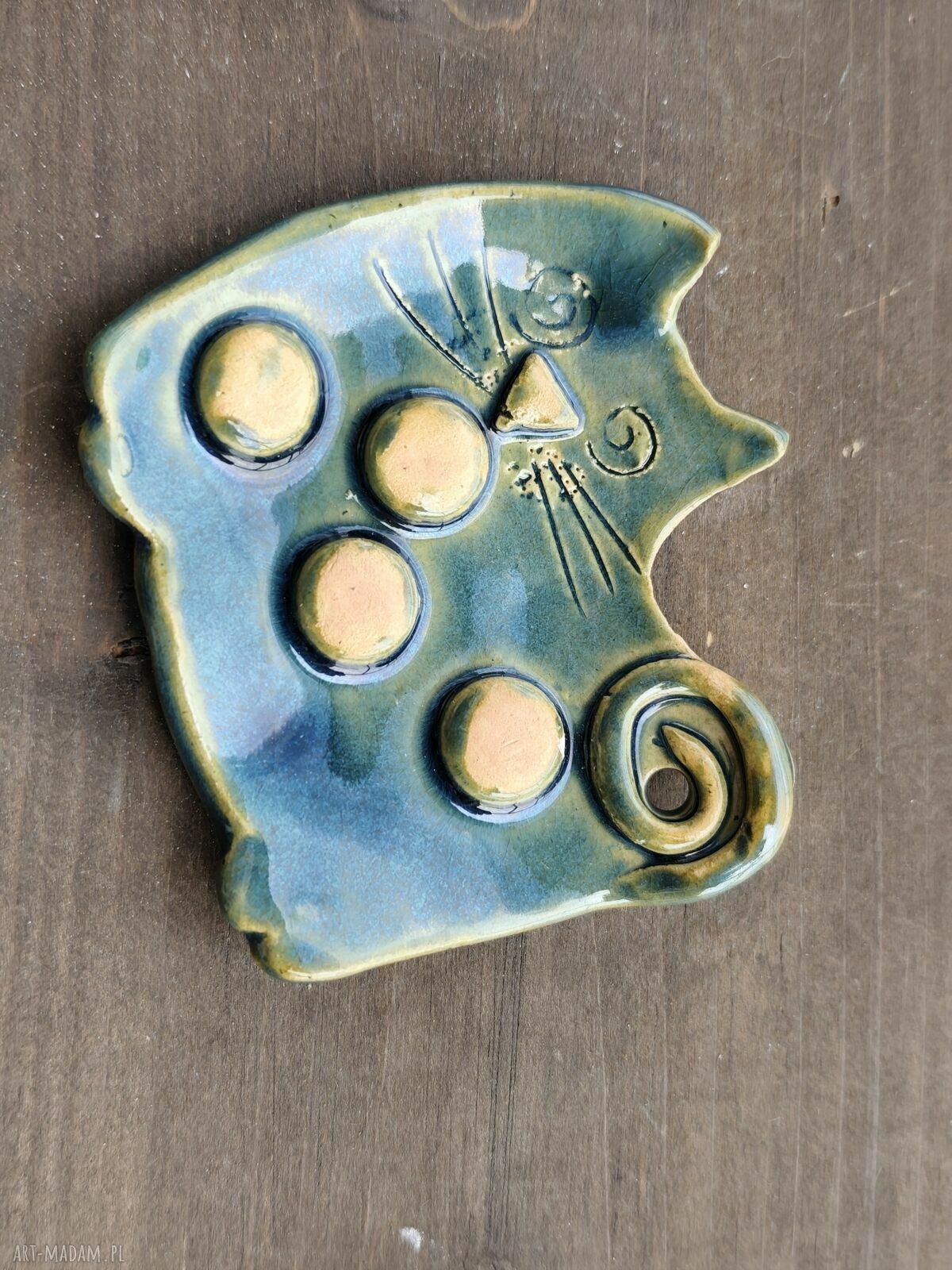 Mydelniczka ceramiczna handmade bez otworów odpływowych - zielona