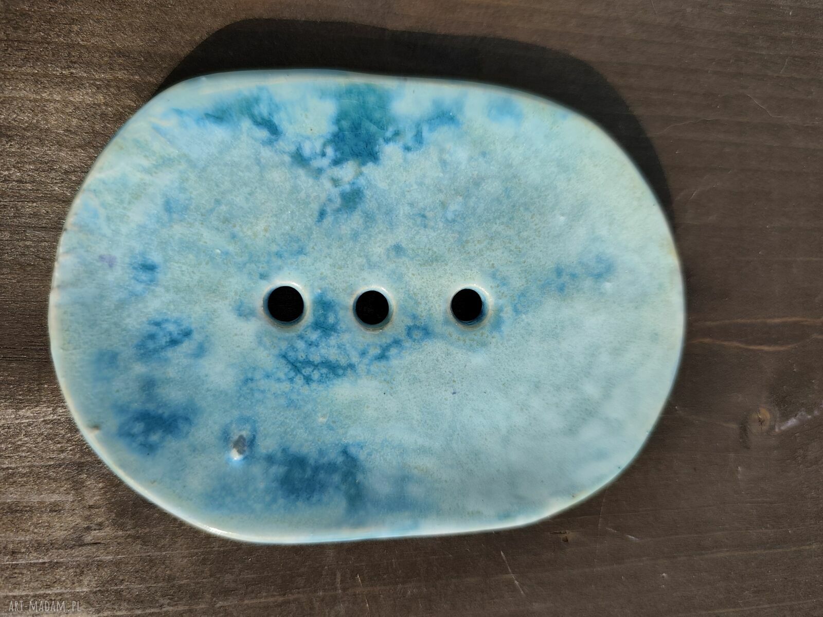 Mydelniczka ceramiczna turkusowa z motywem żabki