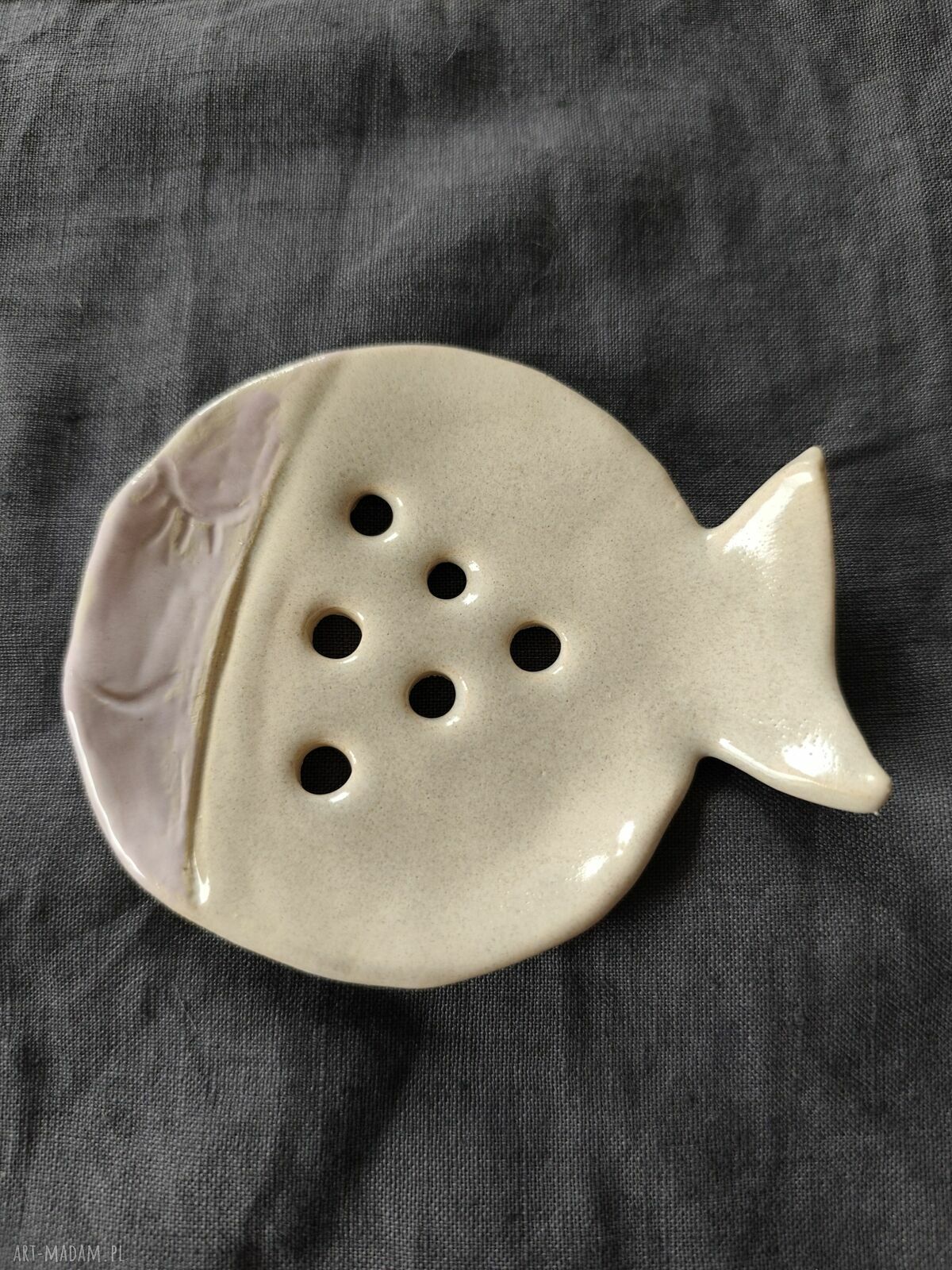 Mydelniczka ceramiczna ręcznie robiona - żabka do łazienki