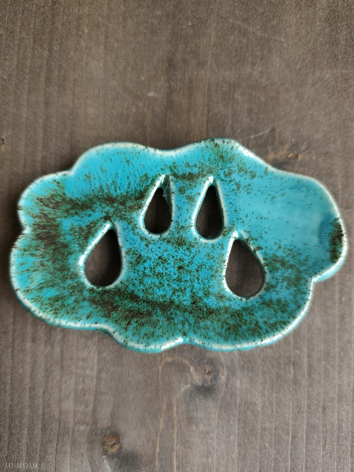 Mydelniczka ceramiczna Chmurka Wolna Chwila - turkusowa ozdoba łazienki