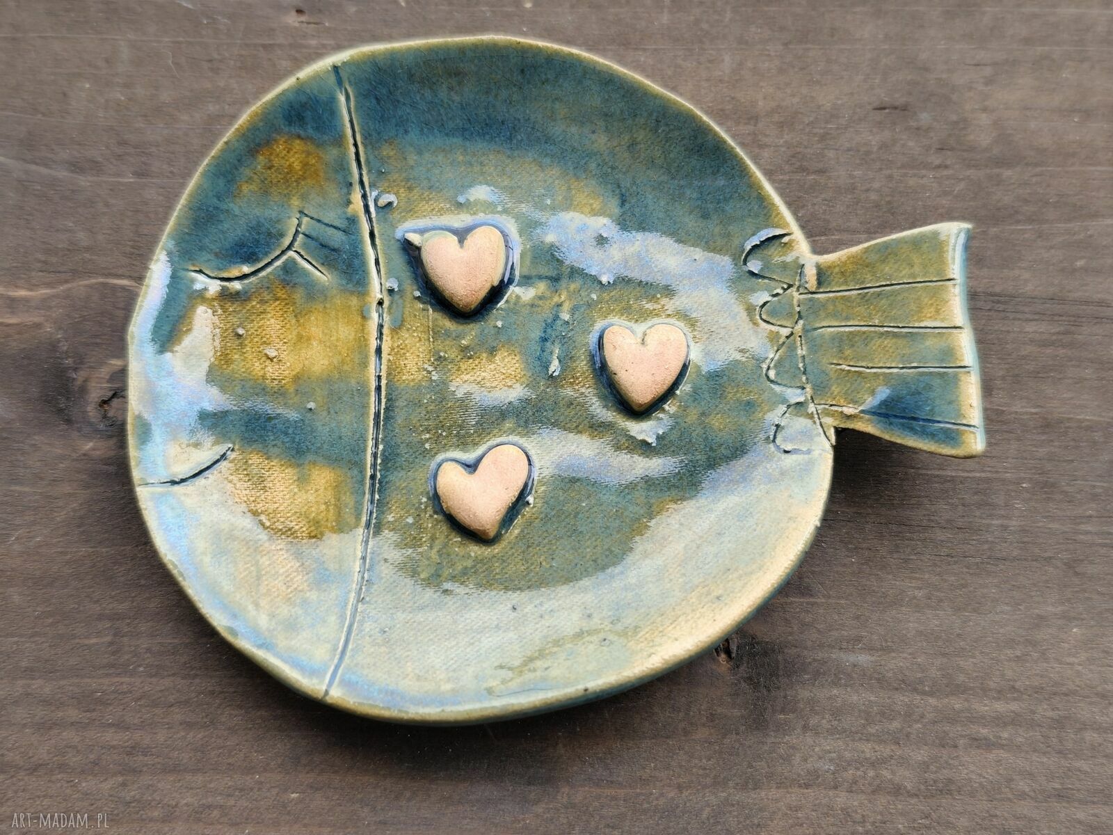 Mydelniczka ceramiczna Wolna Chwila - ręcznie robiona, zielona do łazienki