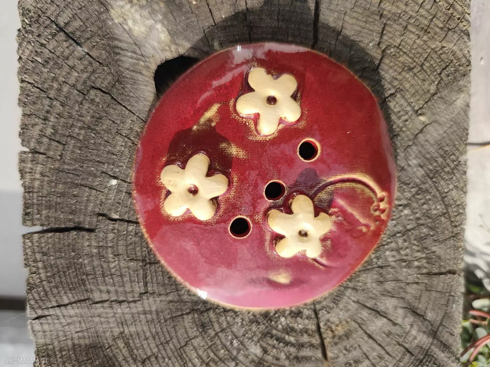 Ciemnoczerwona mydelniczka ceramiczna handmade