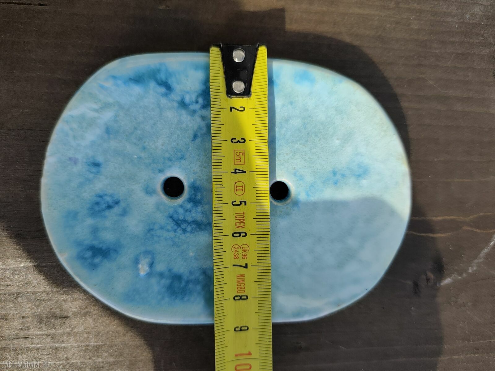 Mydelniczka ceramiczna turkusowa z motywem żabki