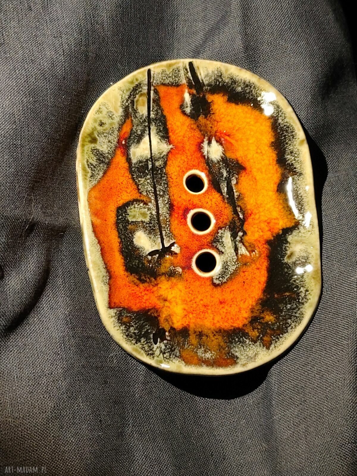 Mydelniczka ceramiczna w jesiennych barwach - ręcznie szkliwiona
