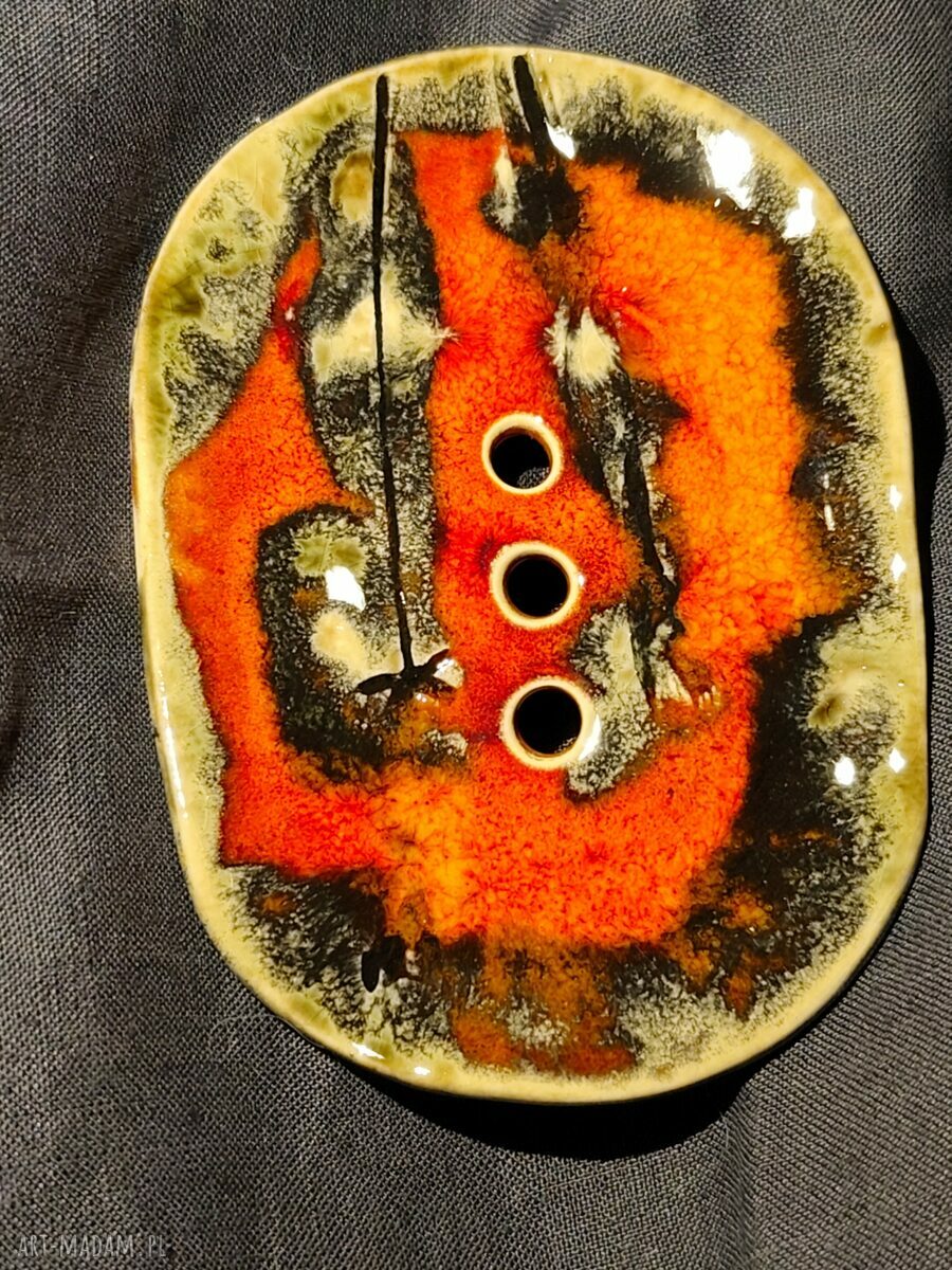 Mydelniczka ceramiczna w jesiennych barwach - ręcznie szkliwiona