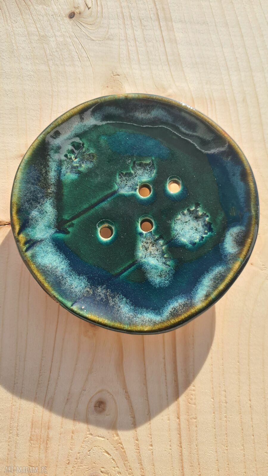 Mydelniczka ceramiczna Wolna Chwila - niebiesko-zielona ozdoba do łazienki