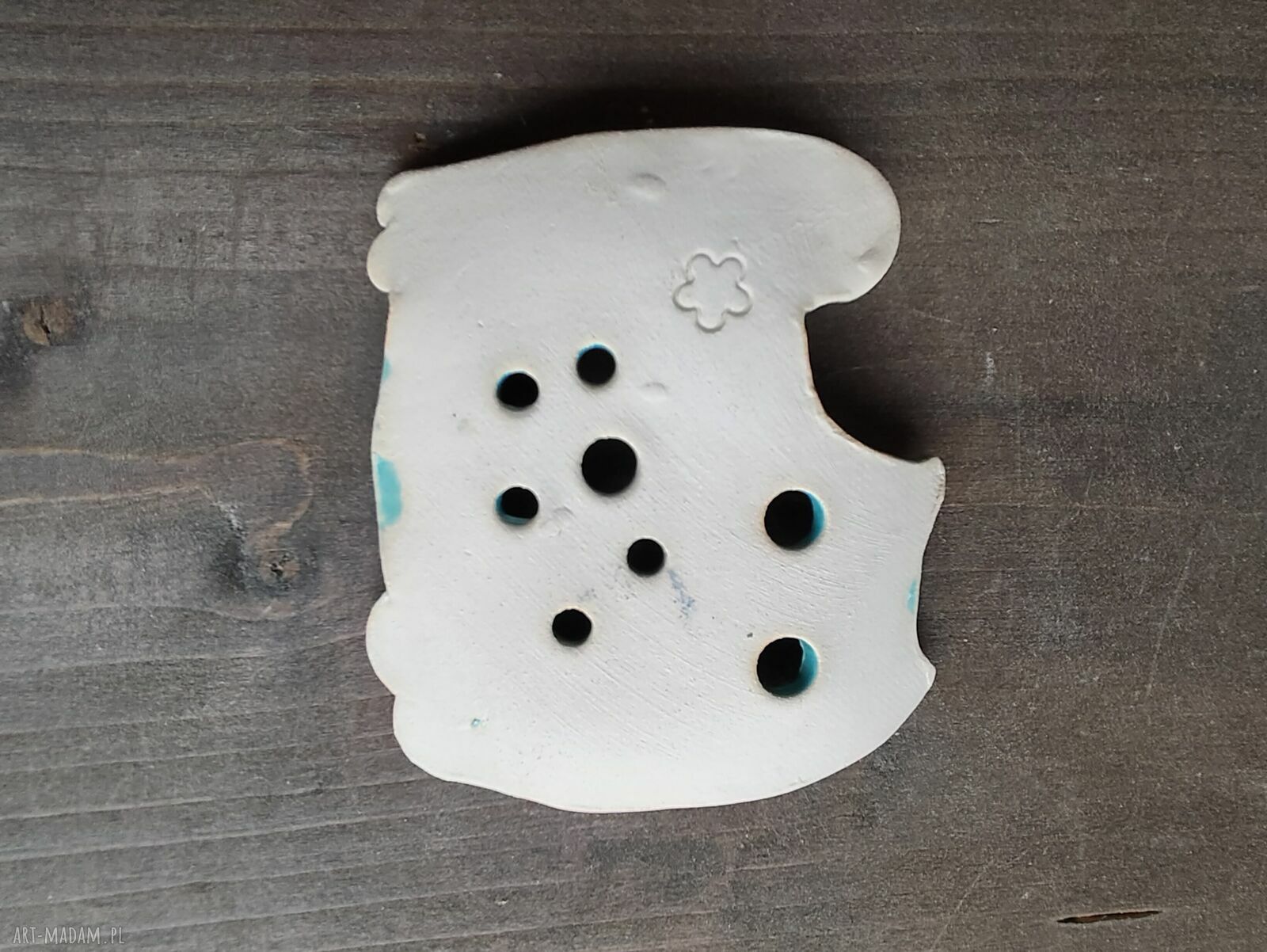 Mydelniczka ceramiczna kot - ręcznie lepiona w błękicie