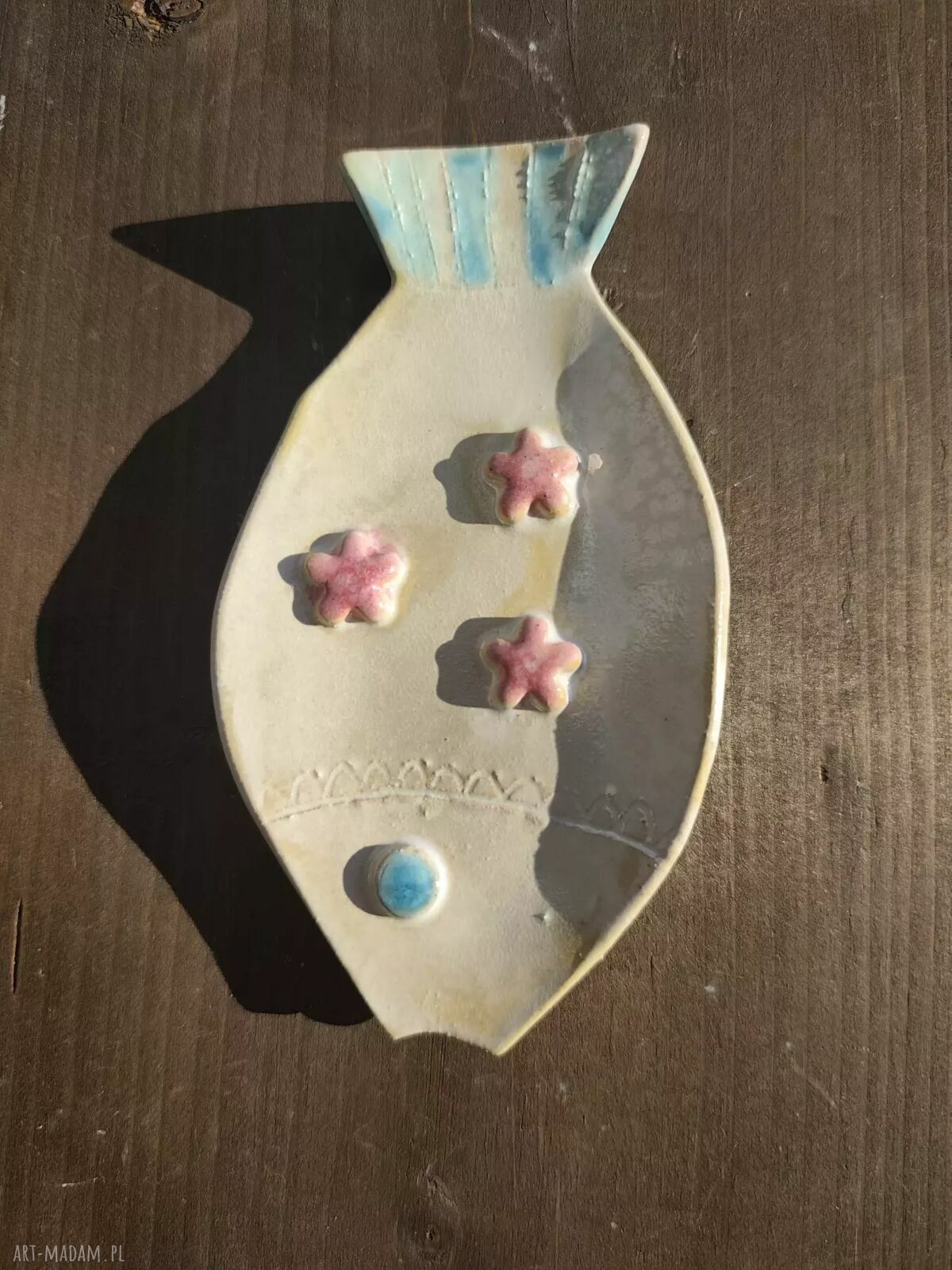 Mydelniczka ceramiczna rybka perłowa - ręcznie wykonane rękodzieło