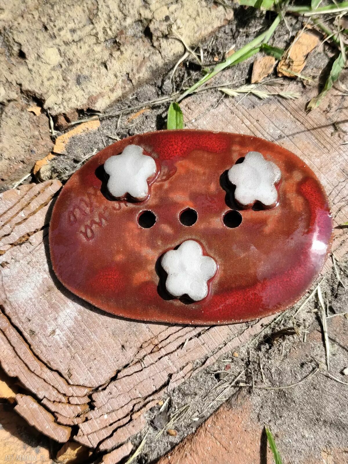 Mydelniczka ceramiczna we wzory - handmade do łazienki