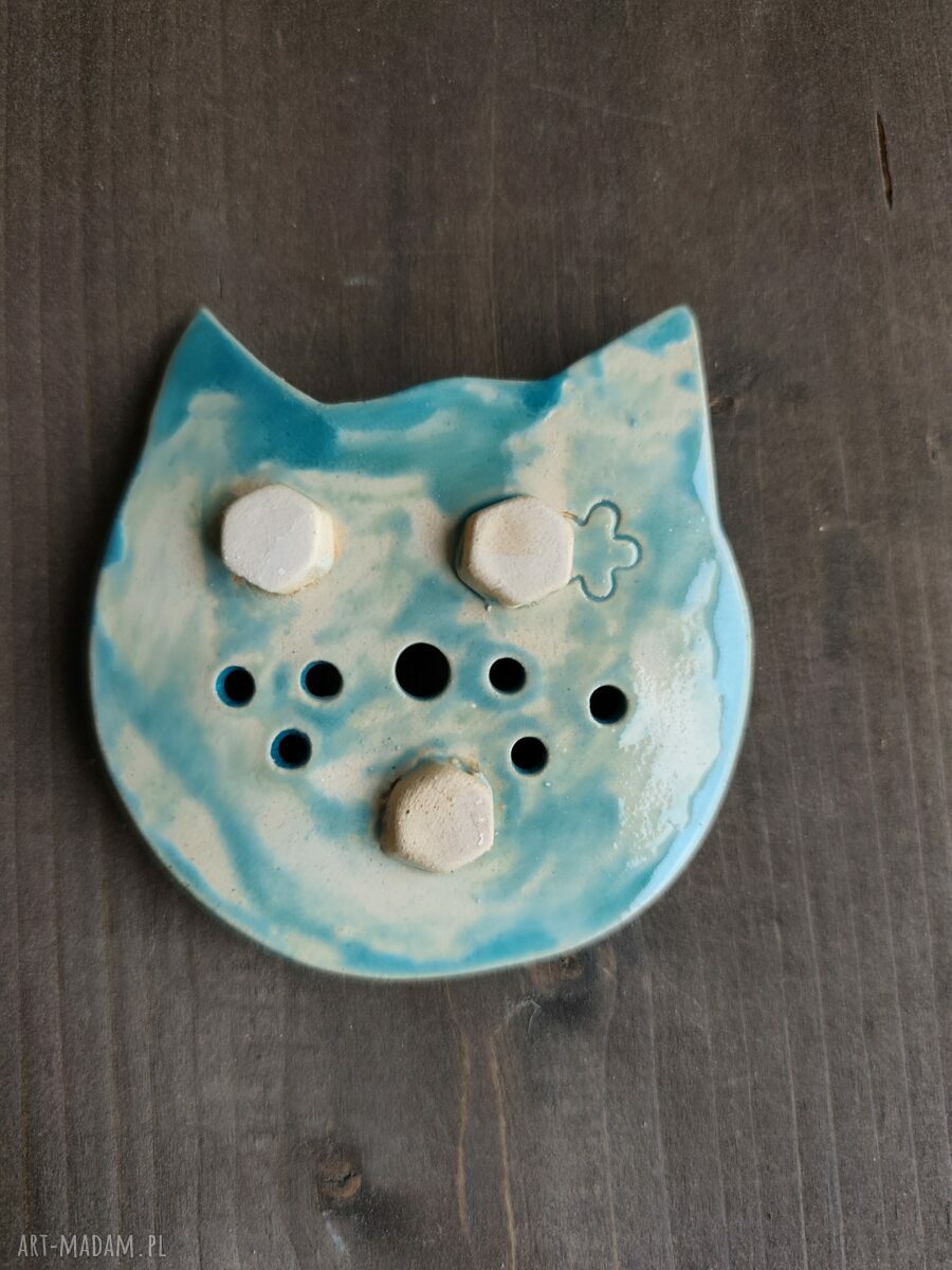 Mydelniczka ceramiczna turkusowa z żabką - prezent do łazienki