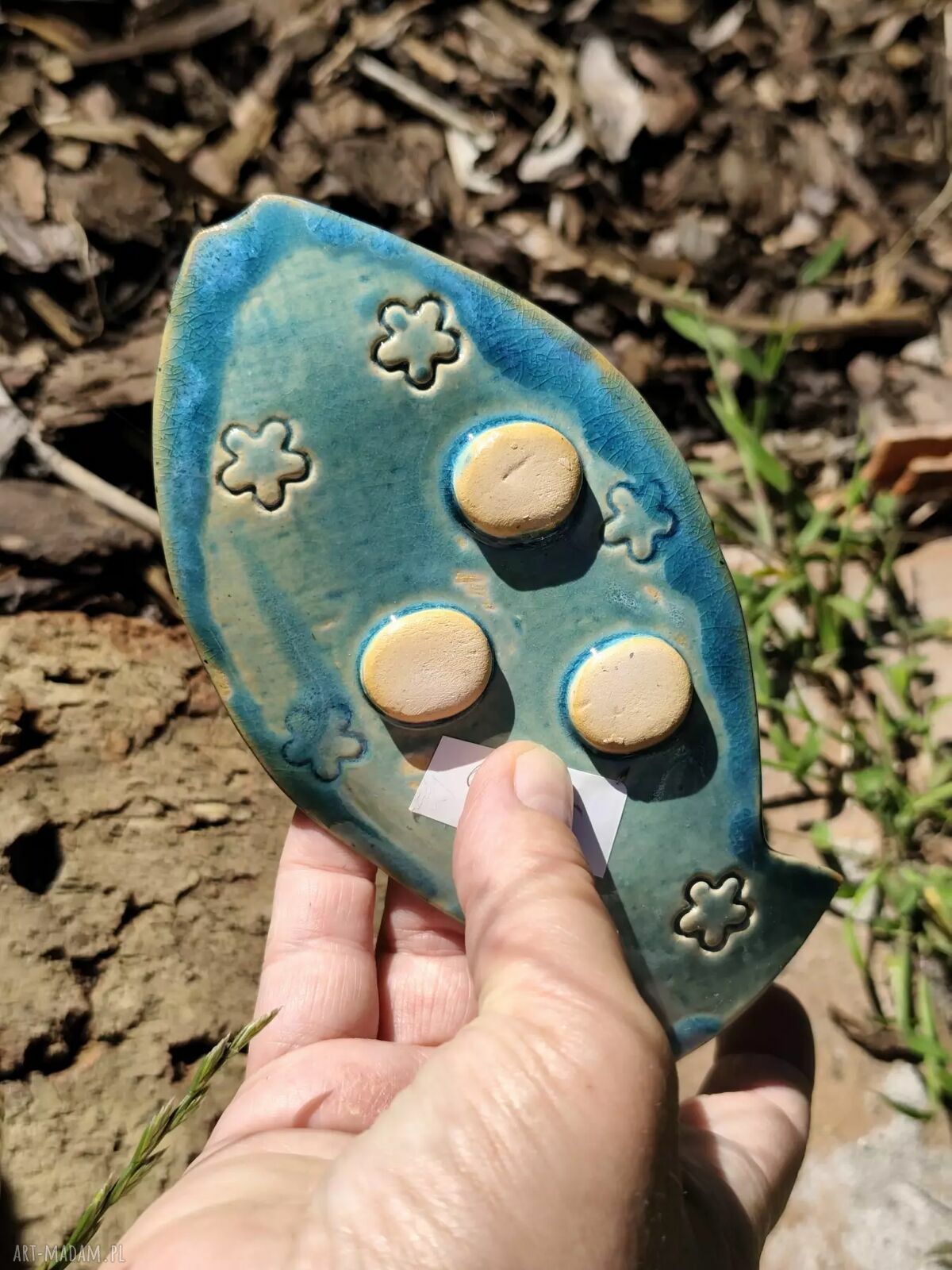 Mydelniczka ceramiczna ryba pełna - ceramiczne rękodzieło do łazienki