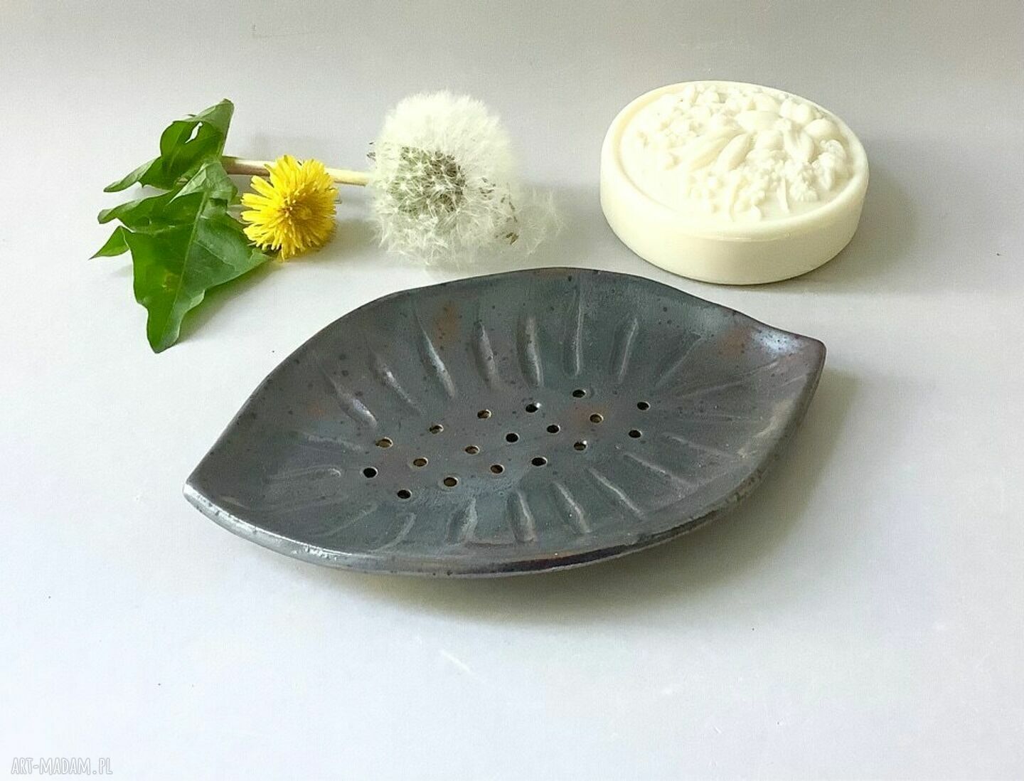 Mydelniczka ceramiczna „Stal” do mydła - rękodzieło do łazienki