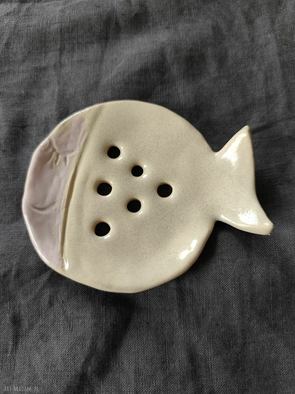 Mydelniczka ceramiczna ręcznie robiona - żabka do łazienki