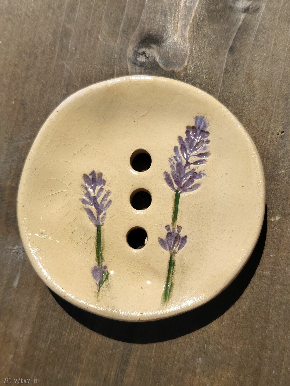 Mydelniczka ceramiczna z lawendą - rękodzieło do łazienki