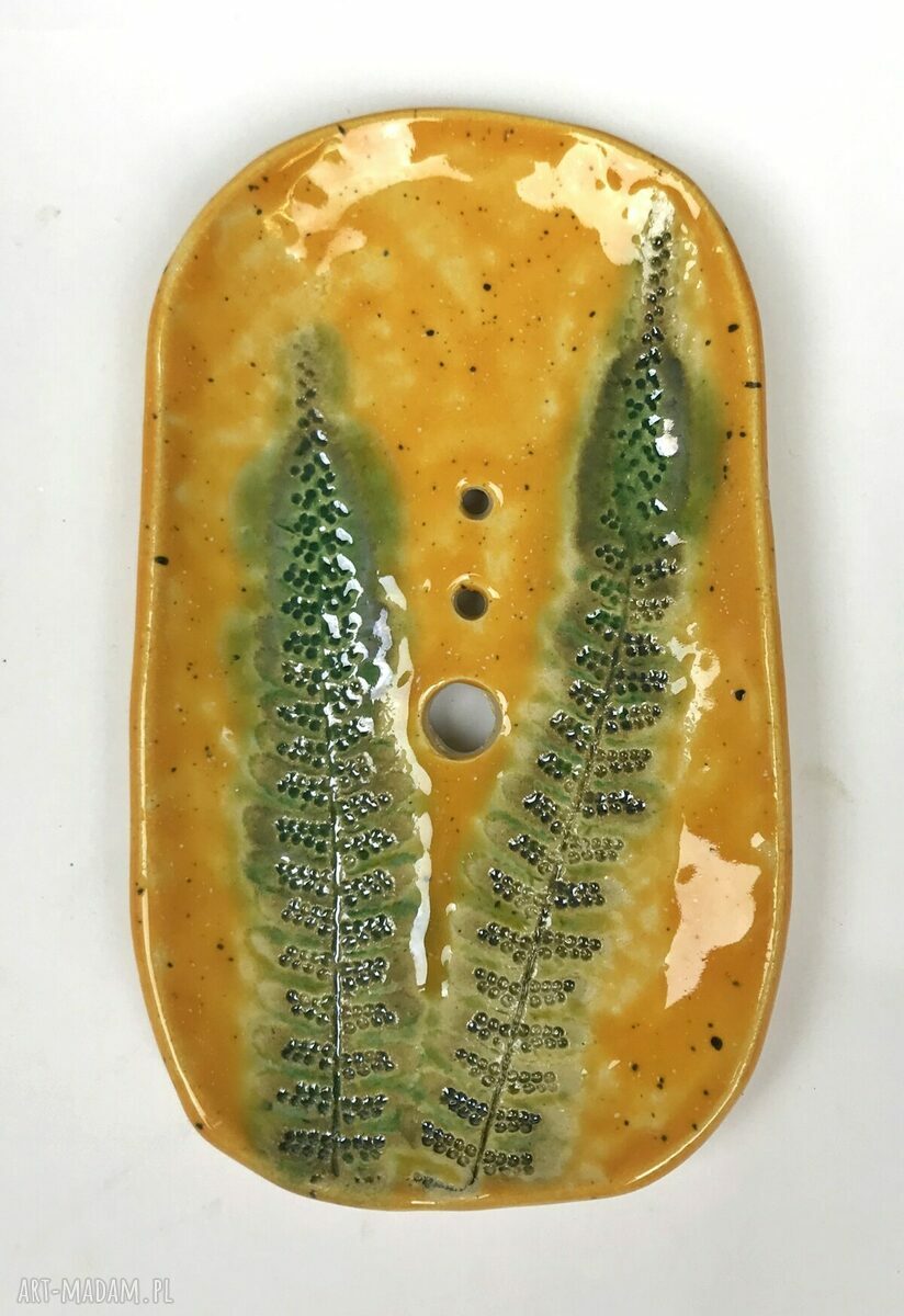 Mydelniczka ceramiczna "Dwie paprotki" - ręcznie robiona