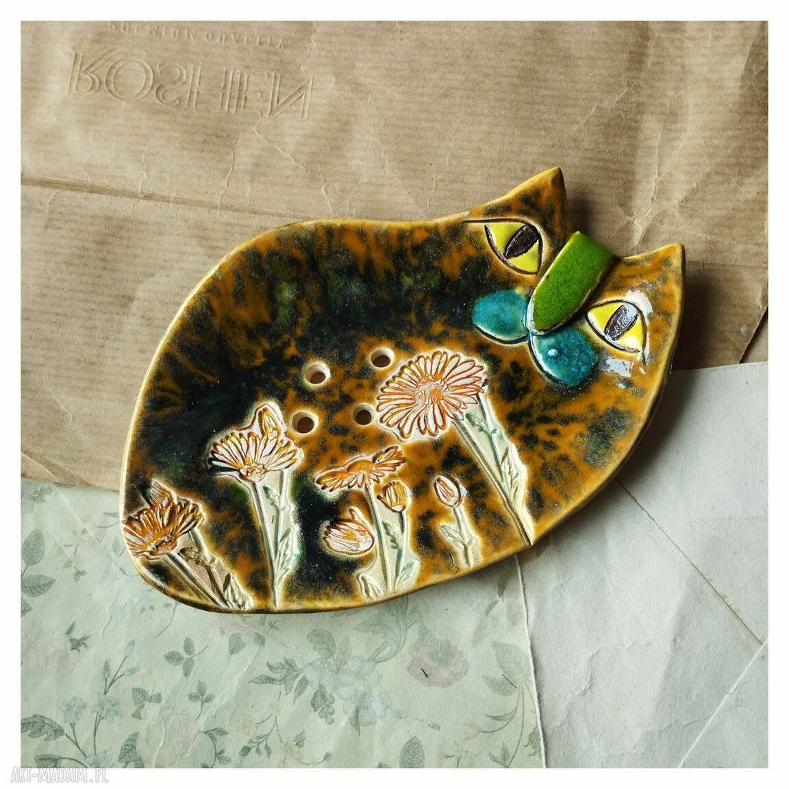 Mydelniczka ceramiczna Kot