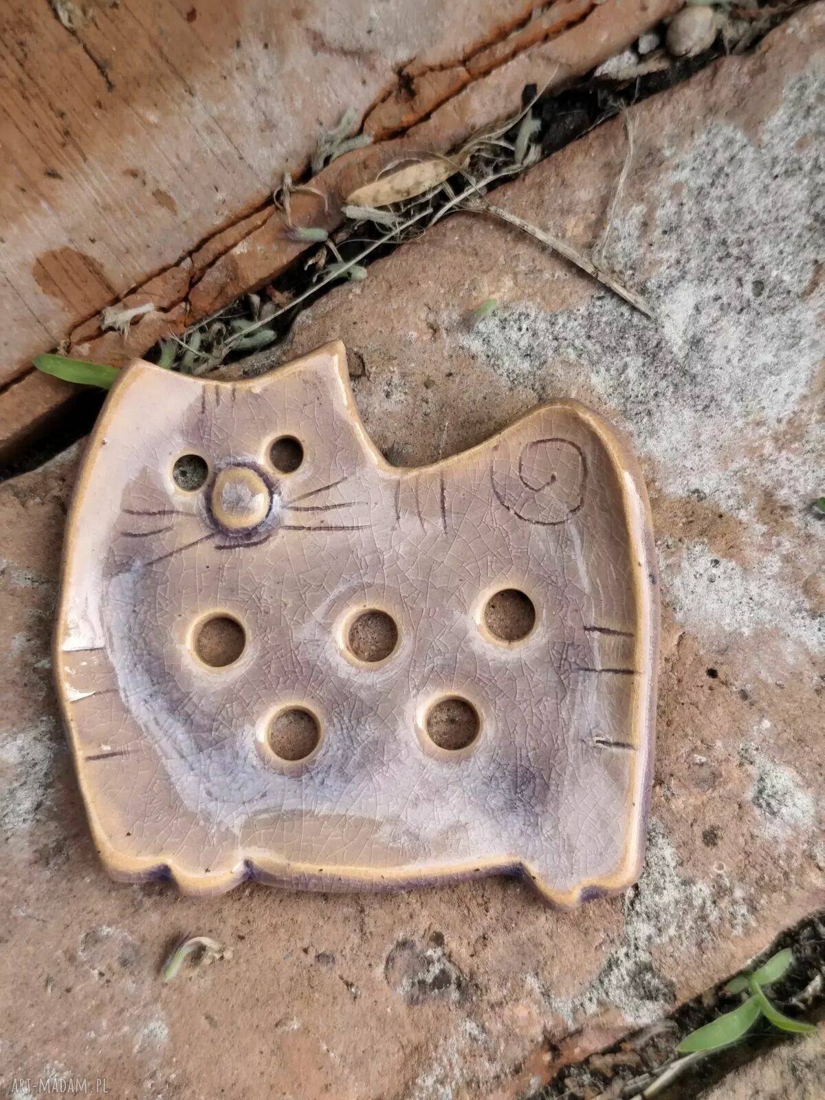 Ceramiczna mydelniczka Kot Psotek