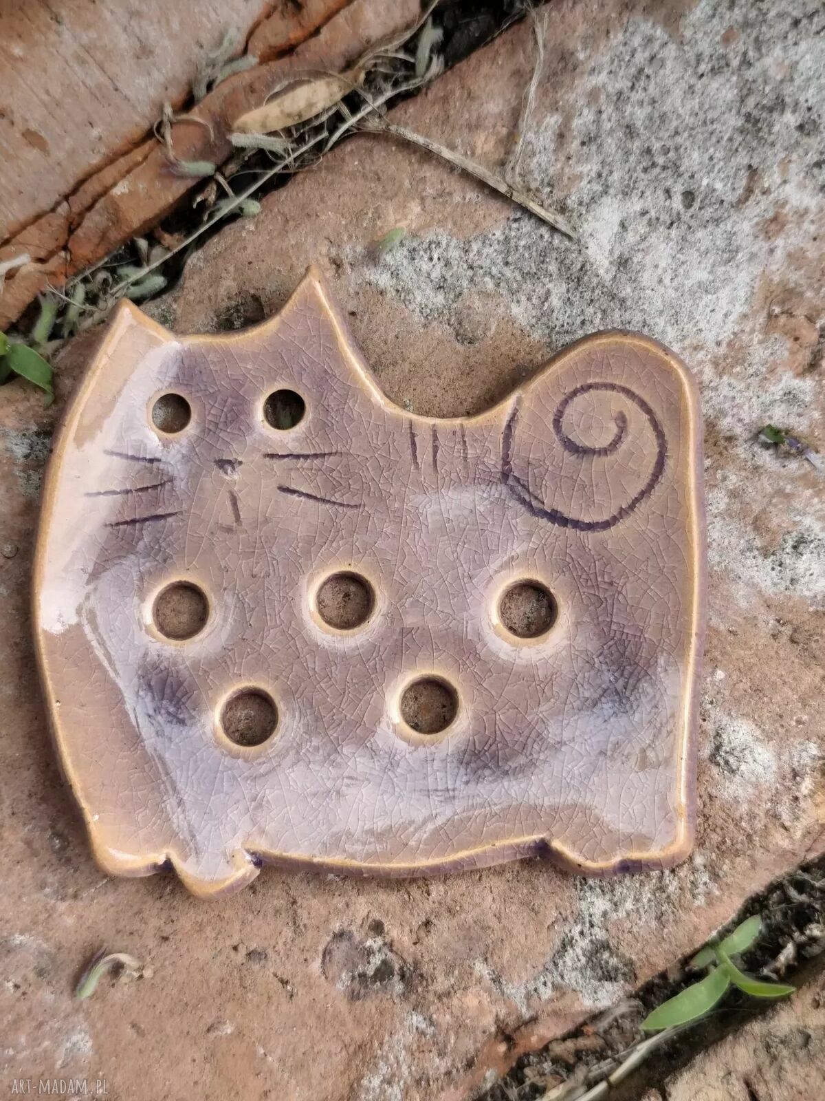 Ceramiczna mydelniczka Kot Psotek