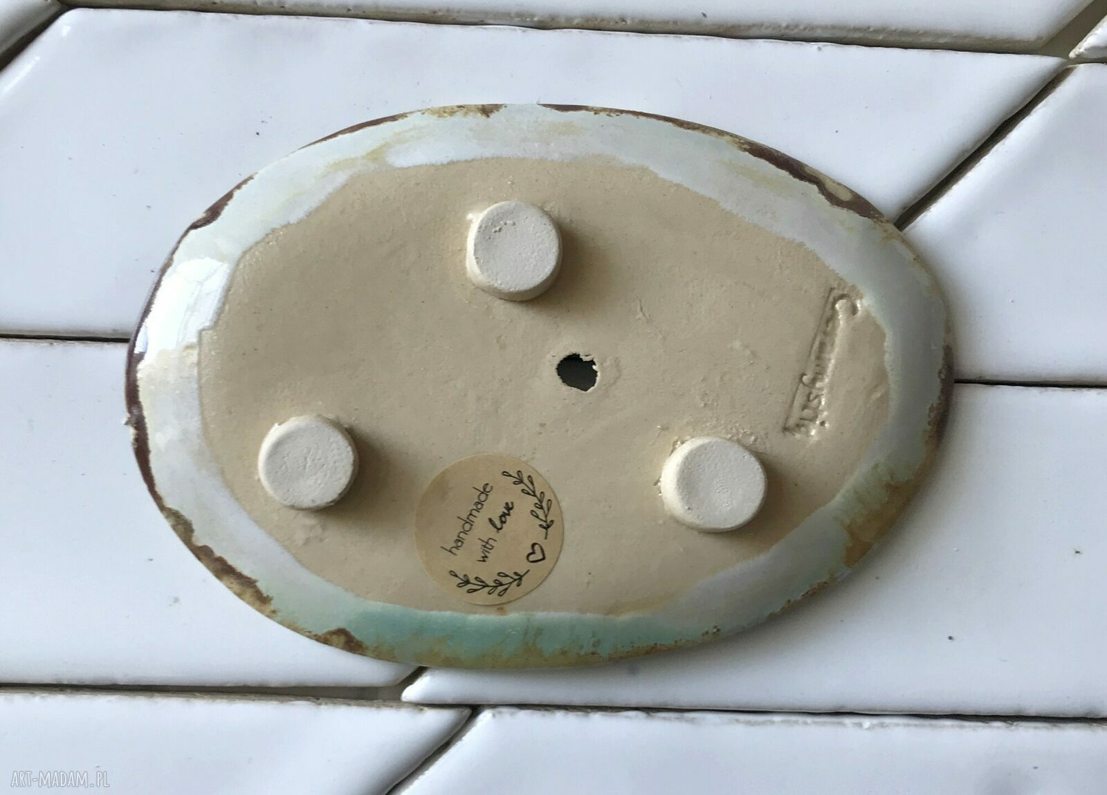 Mydelniczka ceramiczna "Pokryte rdzą" z motywem roślinnym