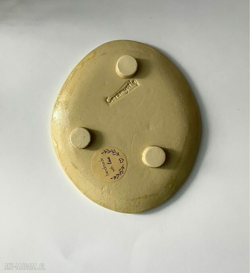 Mydelniczka ręcznie robiona "Paprotki" - ceramiczna ozdoba do łazienki z odpływem