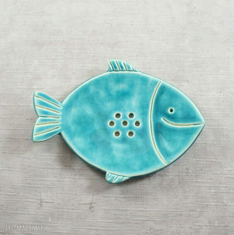 Mydelniczka RYBKA ceramiczna turkusowa - handmade