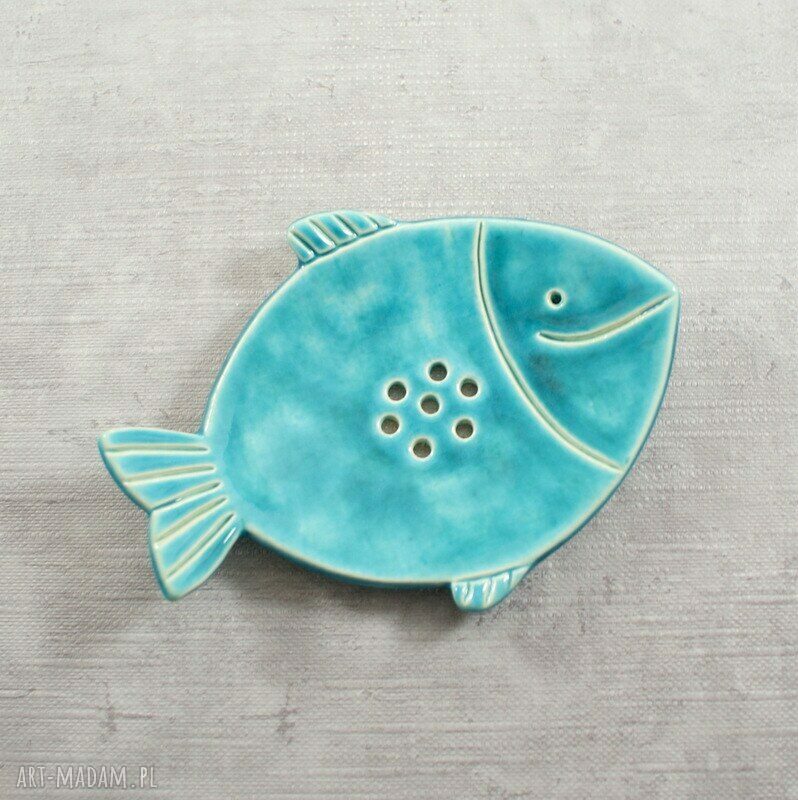 Mydelniczka RYBKA ceramiczna turkusowa - handmade