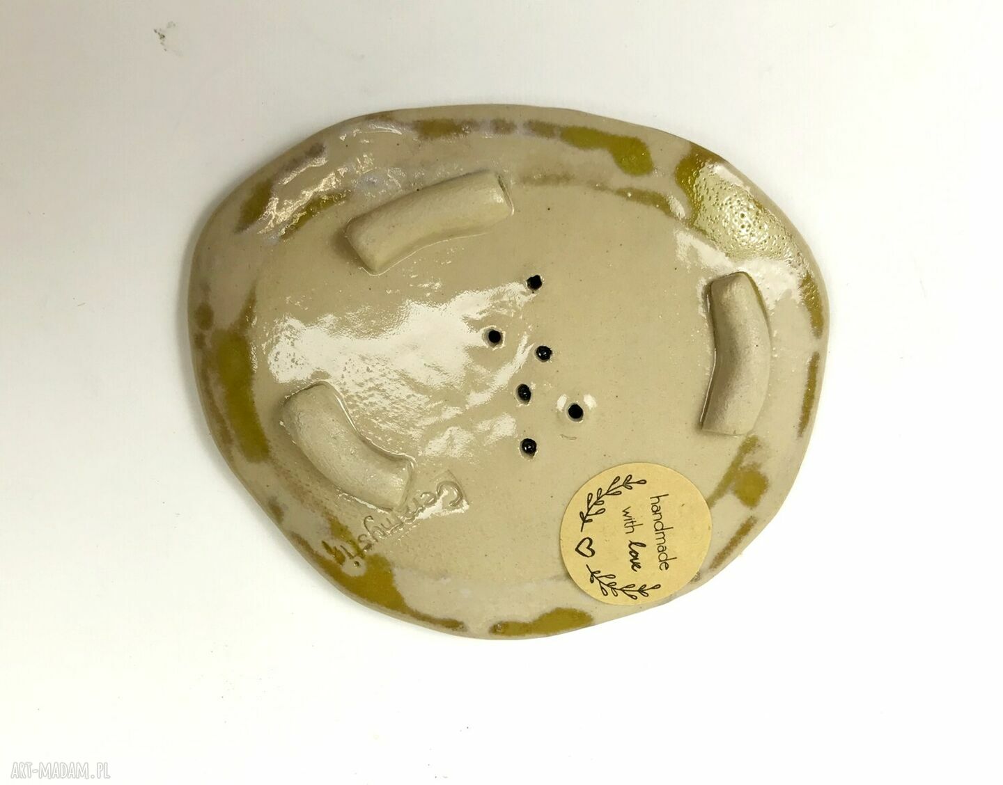 Mydelniczka ceramiczna "Słoneczny dzień" - ręcznie robiona z odpływem