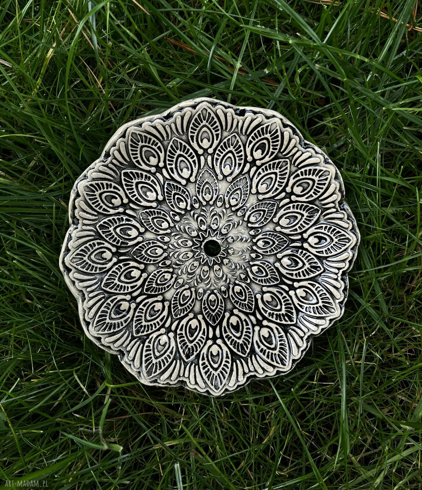 Wzorzysta ceramiczna mydelniczka handmade