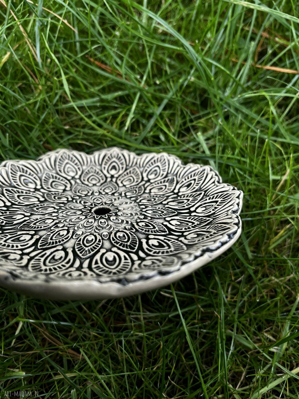 Wzorzysta ceramiczna mydelniczka handmade