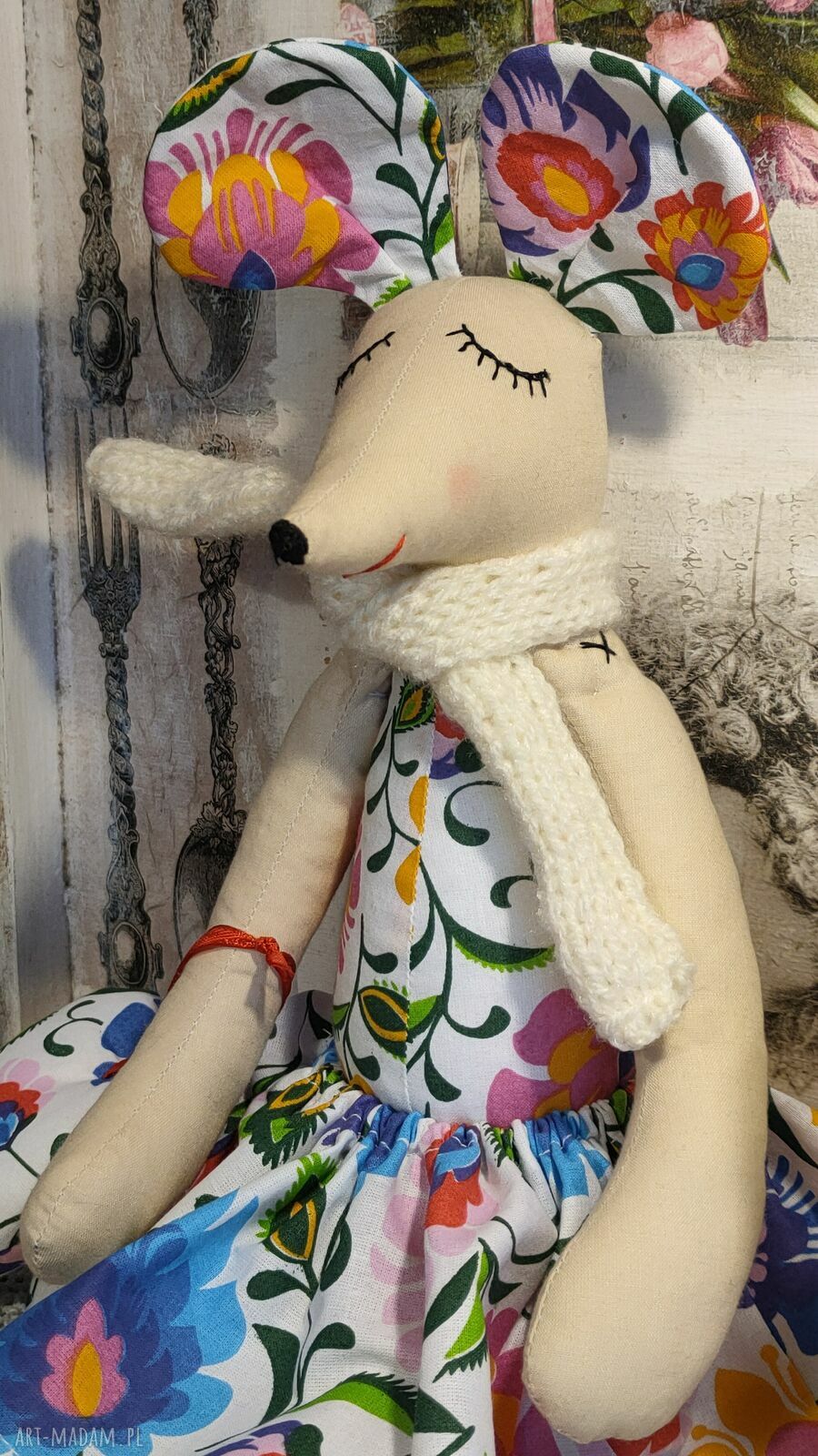 Myszka 46 cm, przytulanka szmacianka Tilda - ręcznie szyta
