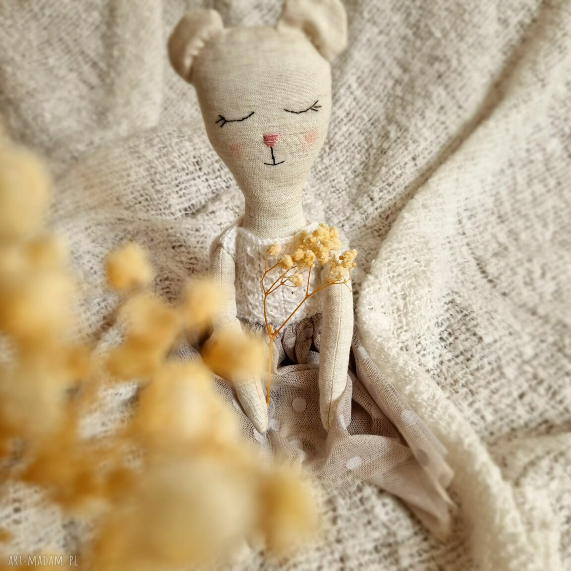 Lalka myszka Tilda dla dziewczynki - ręcznie szyta, ok. 38 cm