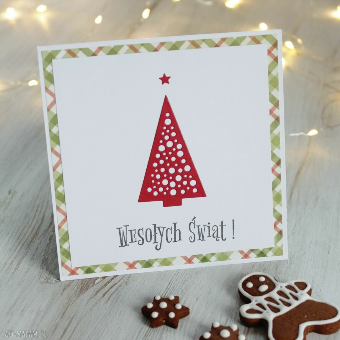 Ręcznie robiona kartka na Boże Narodzenie w stylu scrapbooking z kopertą