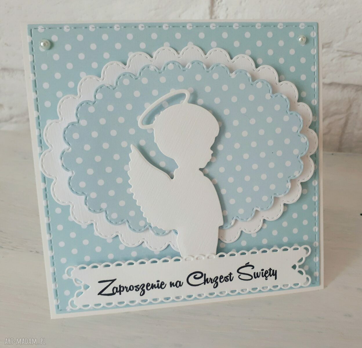 Zaproszenie na Chrzest Święty handmade dla dziewczynki lub chłopca - personalizowane