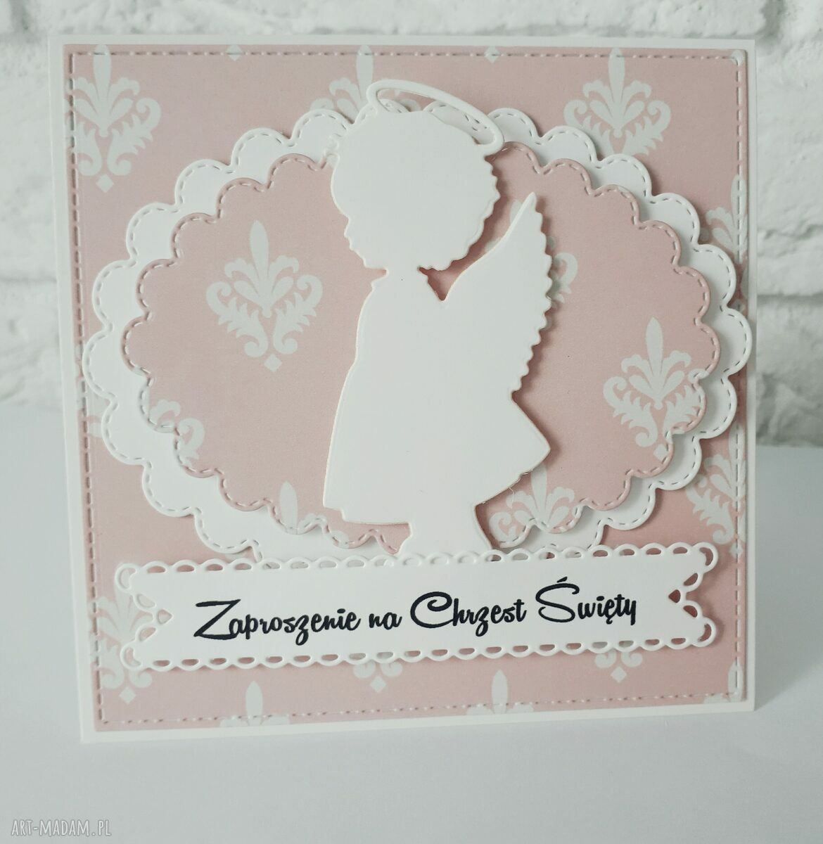 Zaproszenie na Chrzest Święty handmade dla dziewczynki lub chłopca - personalizowane