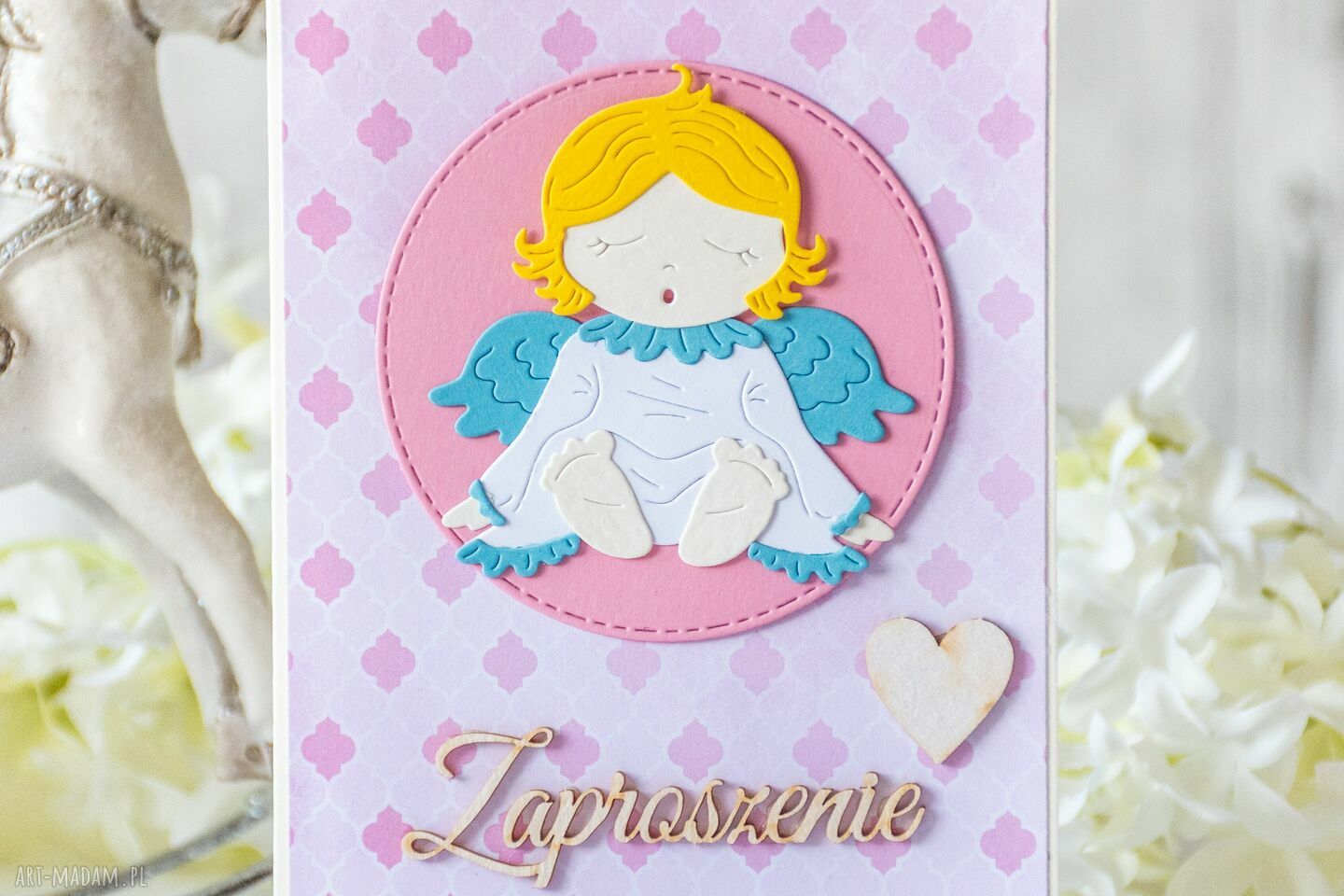 Zaproszenie na chrzest święty dla dziewczynki - zestaw 4 szt (typ 1)