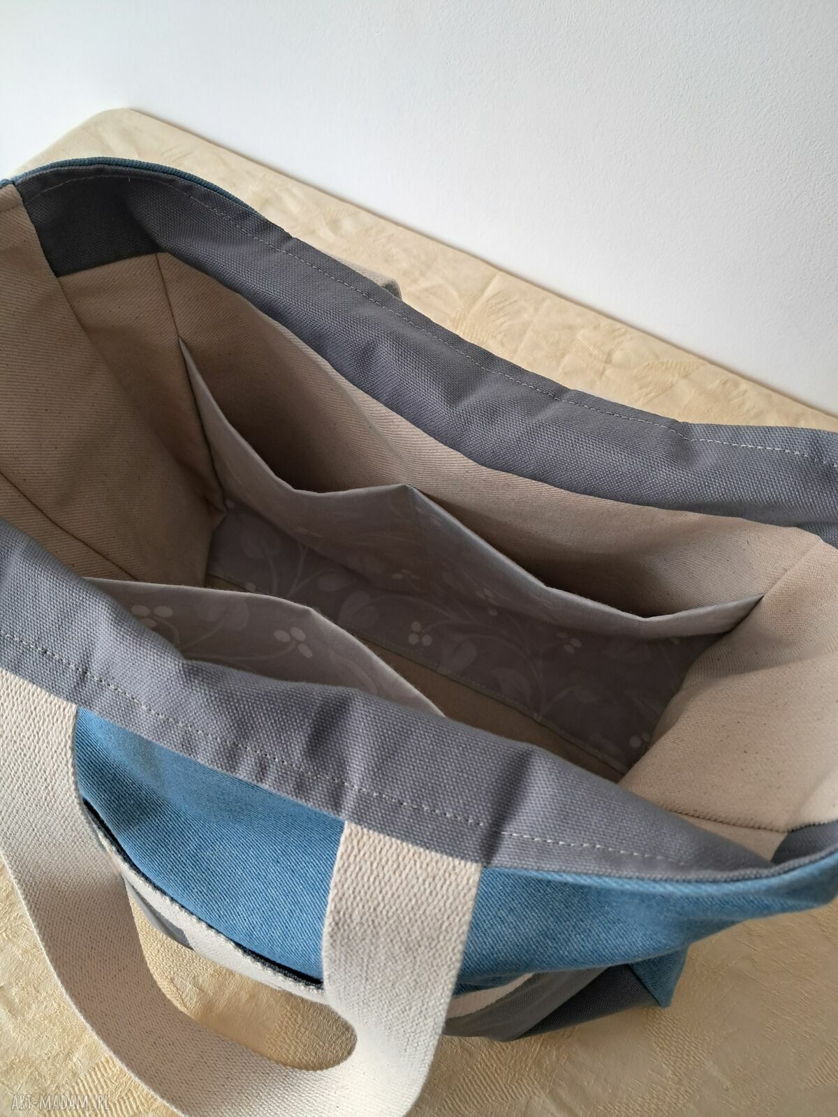 Jeansowa torba na codzień na ramię shopper z kieszonkami