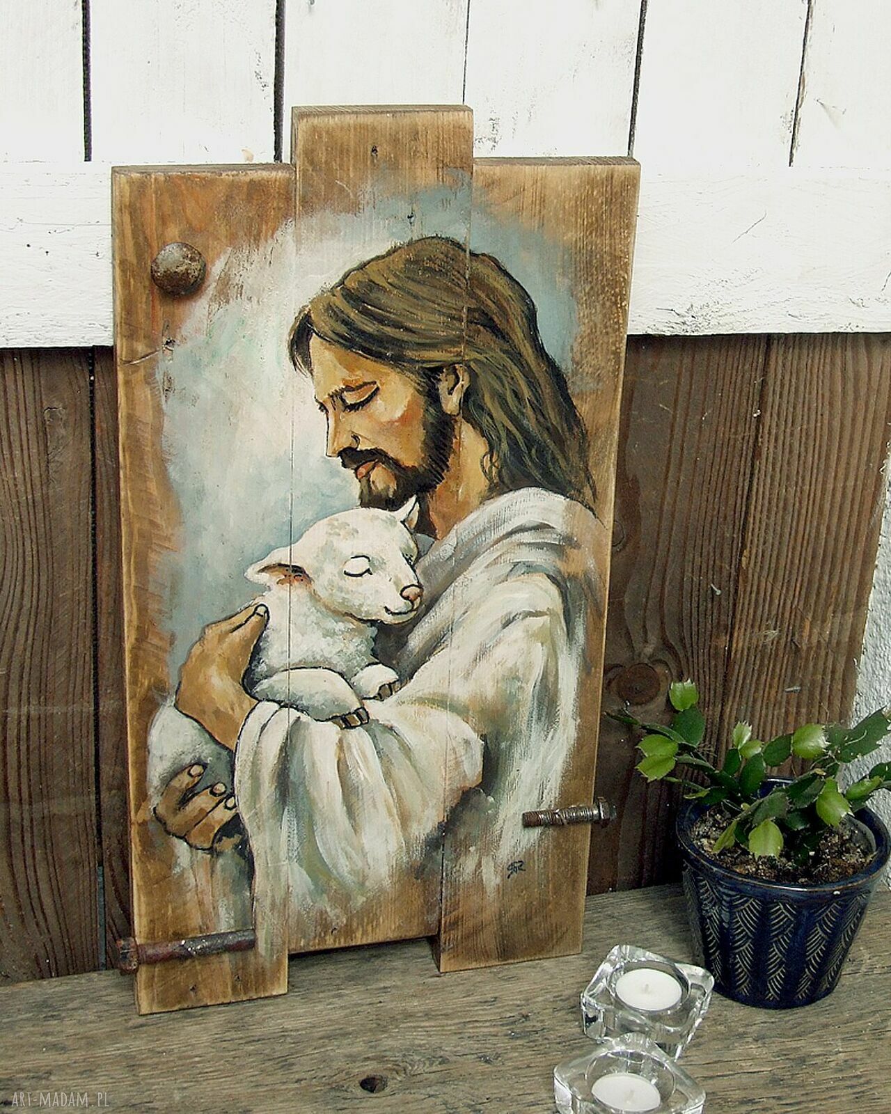 Pan moim Pasterzem - ręcznie malowany obraz religijny na deskach