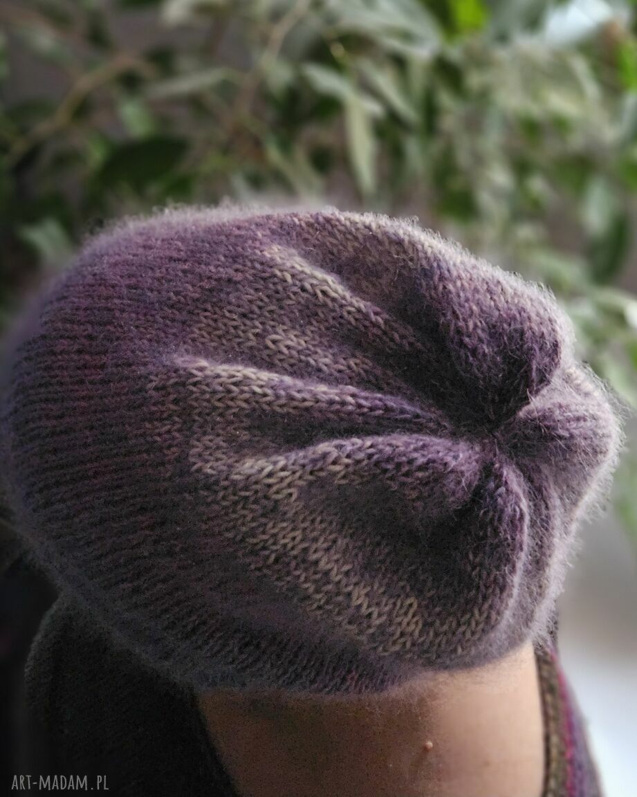 czapki: Czapka Luxe Lilak ręcznie zrobione