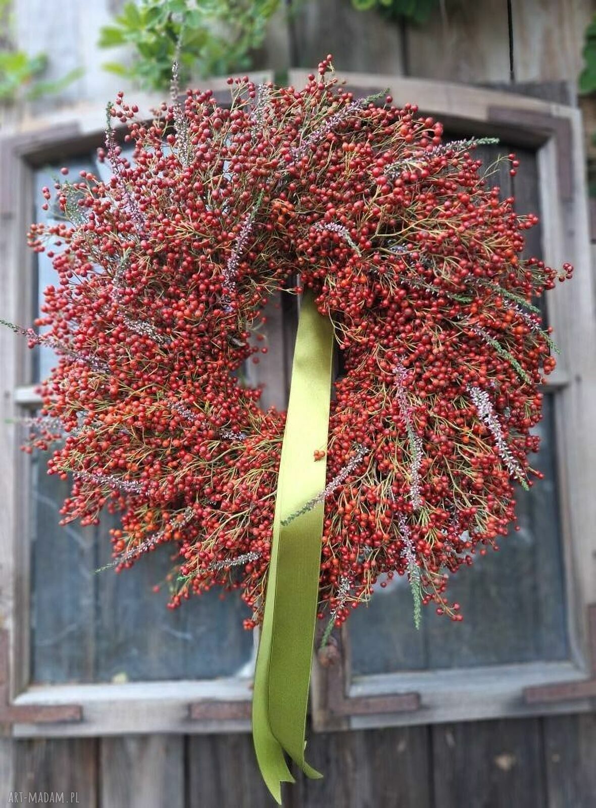 Jesienny wianek na drzwi z owoców róży wielokwiatowej - ok. 55 cm