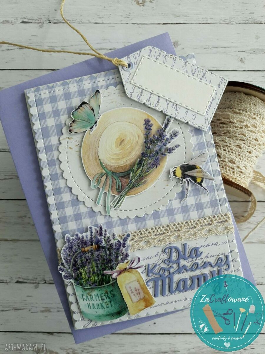 Kartka na Dzień Mamy z motywem - ręcznie robiona scrapbooking