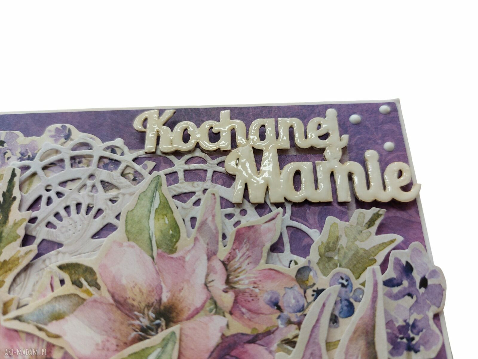 Fioletowa kartka na Dzień Mamy „Kochanej Mamie”
