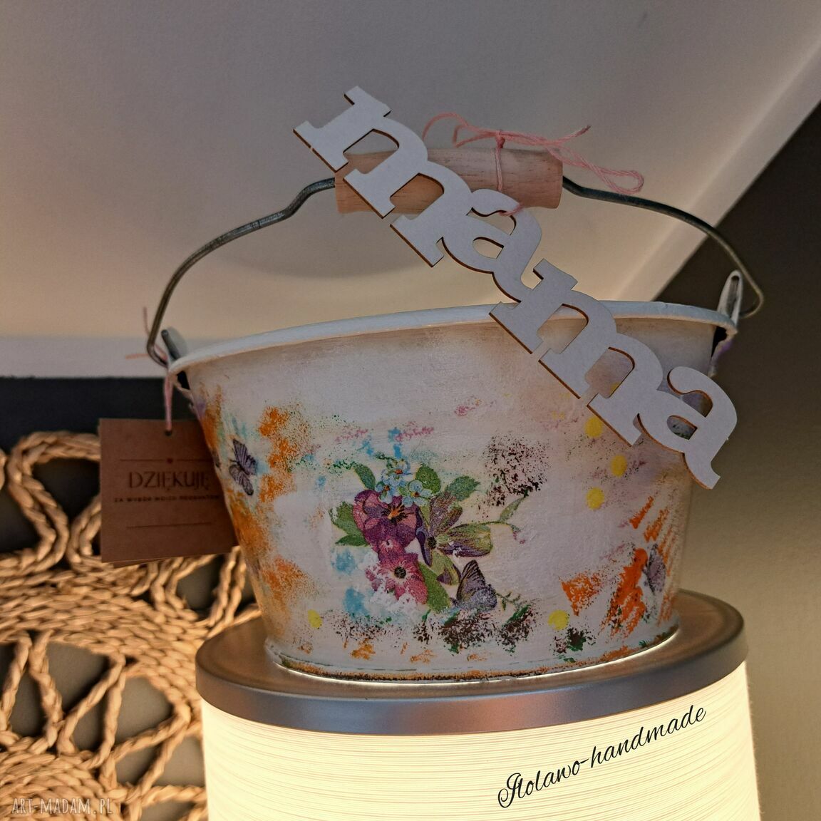 Wiadereczko decoupage „mama” na Dzień Matki - prezent handmade