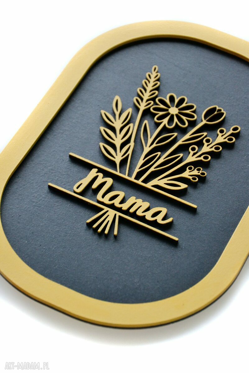 Personalizowany drewniany obraz z bukietem kwiatów - prezent dla Mamy i Babci