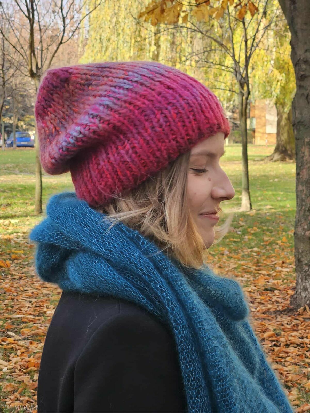 Czapka Orion - ręcznie dziergana czapka z wełny merino, moheru i jedwabiu