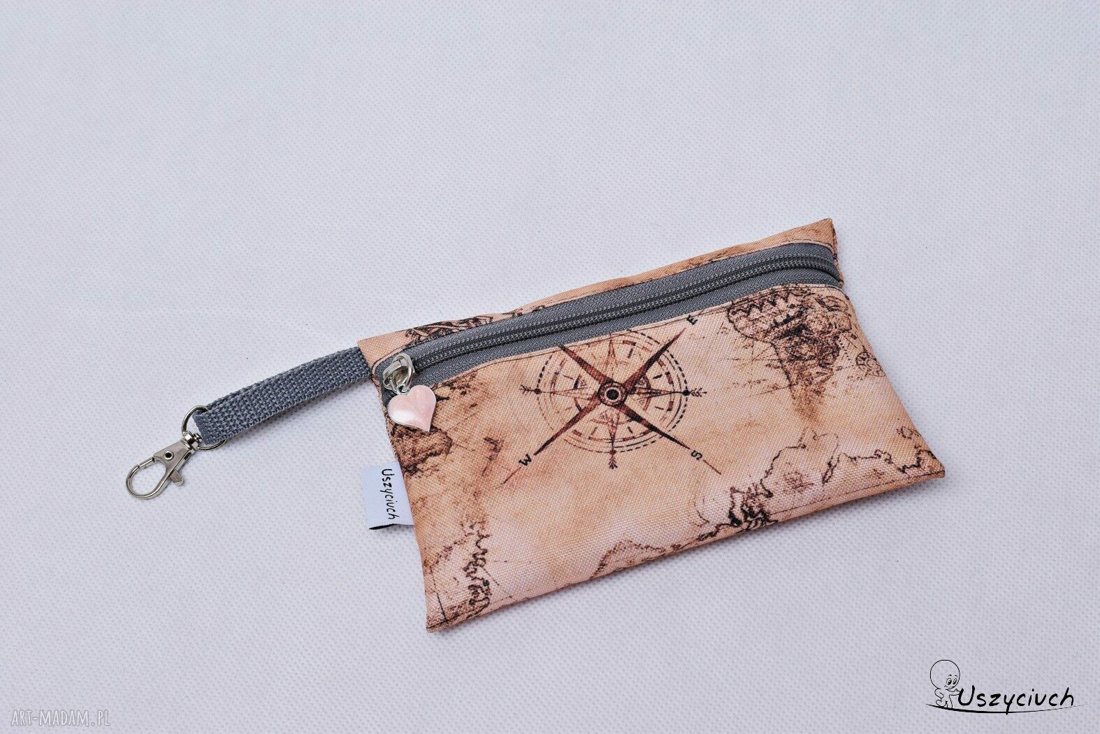 Etui na klucze saszetka na telefon etui na telefon wodoodporne mapa sepia